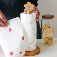 Load image into Gallery viewer, Kitchen Vertical Solid Wood Roll Paper Holder Small Flower Lazy Rag Rack, Vertical Rag Rack
