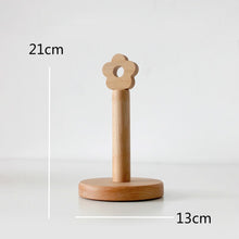 Load image into Gallery viewer, Kitchen Vertical Solid Wood Roll Paper Holder Small Flower Lazy Rag Rack, Vertical Rag Rack