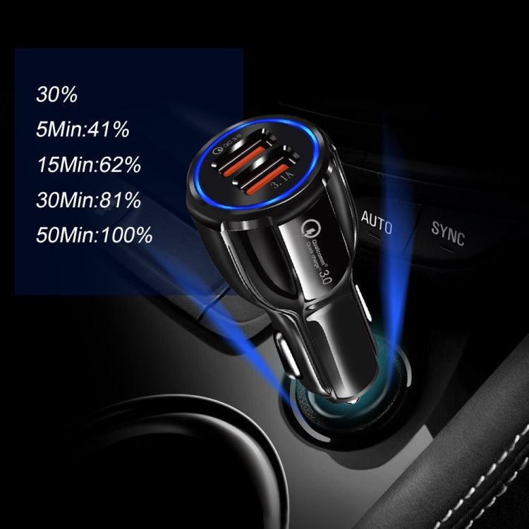 2 PCS QC3.0+3.1A Car Charger Dual USB 6A Halo Wine Bottle Fast Charge Car Charger, Elegant Black, Classic White