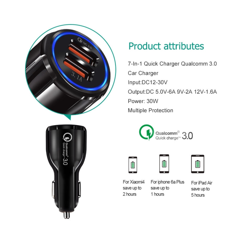2 PCS QC3.0+3.1A Car Charger Dual USB 6A Halo Wine Bottle Fast Charge Car Charger, Elegant Black, Classic White