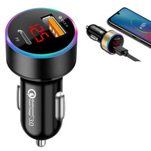 Load image into Gallery viewer, Aluminum Alloy Digital Display PD+QC3.0 Car Charger Multifunctional Car Charger, Elegant Black, Gold, Snowflake Silver