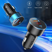 Load image into Gallery viewer, Aluminum Alloy Digital Display PD+QC3.0 Car Charger Multifunctional Car Charger, Elegant Black, Gold, Snowflake Silver