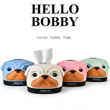 Load image into Gallery viewer, Creative Wheat Bobbi Dog Tissue Box Living Room Bedroom Desktop Pumping Paper Roll Paper Storage Box, Green, Blue, Pink, Beige