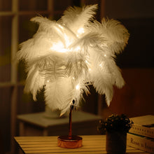 Load image into Gallery viewer, Ostrich Feather Table Lamp Wrought Iron Night Light LED Copper Wire Lamp, Yellow, Grey, Violet, Orange, Royal Blue