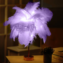 Load image into Gallery viewer, Ostrich Feather Table Lamp Wrought Iron Night Light LED Copper Wire Lamp, Yellow, Grey, Violet, Orange, Royal Blue