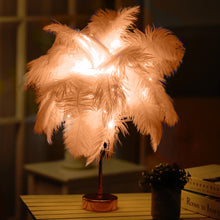 Load image into Gallery viewer, Ostrich Feather Table Lamp Wrought Iron Night Light LED Copper Wire Lamp, Yellow, Grey, Violet, Orange, Royal Blue