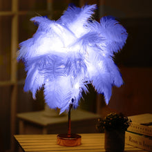 Load image into Gallery viewer, Ostrich Feather Table Lamp Wrought Iron Night Light LED Copper Wire Lamp, Yellow, Grey, Violet, Orange, Royal Blue