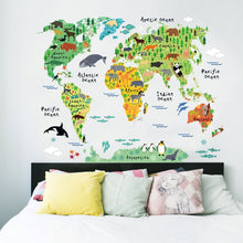 Load image into Gallery viewer, Animal World Map Waterproof Removable Background Wall Stickers