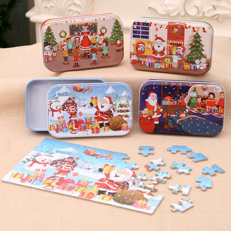 4 PCS Christmas Wooden DIY Gift Children Handmade Santa Claus Puzzle Toy