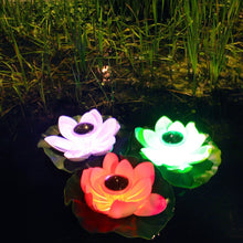 Load image into Gallery viewer, Solar Outdoor Waterproof Floating Light Garden Courtyard Lotus Light, Pink, Light Yellow, White, Purple, Red