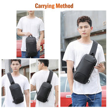 Load image into Gallery viewer, OZUKO 9223 Anti-theft Men Chest Bag Waterproof Crossbody Bag with External USB Charging Port