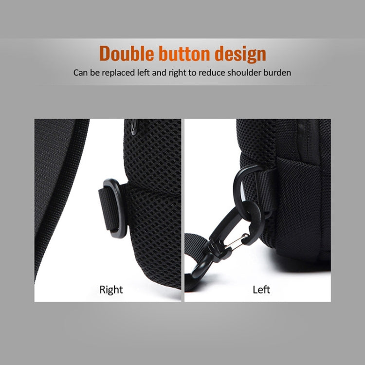 OZUKO 9223 Anti-theft Men Chest Bag Waterproof Crossbody Bag with External USB Charging Port, Standard Size, Large Size