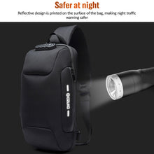 Load image into Gallery viewer, OZUKO 9223 Anti-theft Men Chest Bag Waterproof Crossbody Bag with External USB Charging Port, Standard Size, Large Size