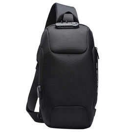 OZUKO 9223 Anti-theft Men Chest Bag Waterproof Crossbody Bag with External USB Charging Port, Standard Size, Large Size