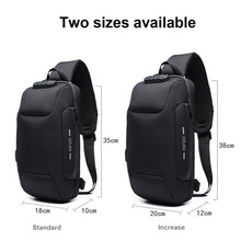 Load image into Gallery viewer, OZUKO 9223 Anti-theft Men Chest Bag Waterproof Crossbody Bag with External USB Charging Port, Standard Size, Large Size