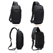 Load image into Gallery viewer, OZUKO 9223 Anti-theft Men Chest Bag Waterproof Crossbody Bag with External USB Charging Port, Standard Size, Large Size