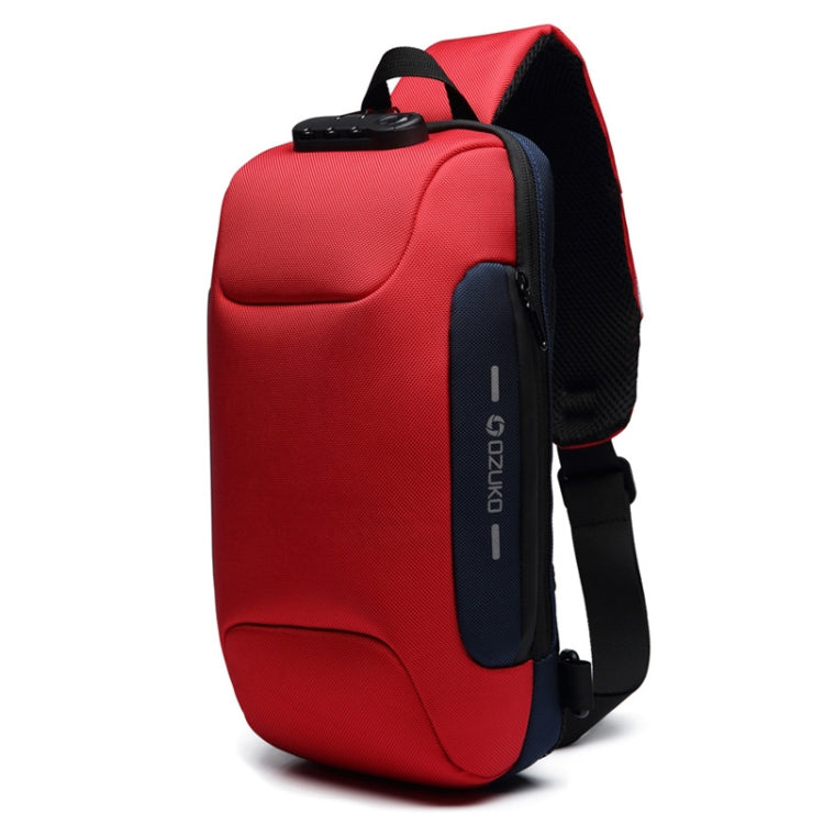OZUKO 9223 Anti-theft Men Chest Bag Waterproof Crossbody Bag with External USB Charging Port