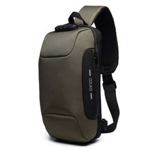Load image into Gallery viewer, OZUKO 9223 Anti-theft Men Chest Bag Waterproof Crossbody Bag with External USB Charging Port