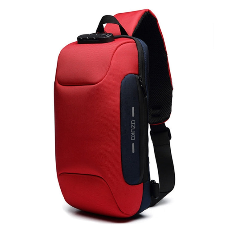OZUKO 9223 Anti-theft Men Chest Bag Waterproof Crossbody Bag with External USB Charging Port