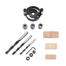 Load image into Gallery viewer, Woodworking Straight Hole Puncher Self-Centering Dowel Splicing Drilling Locator Woodworking Drilling Tool, Style:, Black, Black+7 PCS Drill Bit, Black+7 PCS Drill Bit+60 Wood Tip, Blue, Blue+7 PCS Drill Bit, Blue+7 PCS Drill Bit+60 Wood Tip