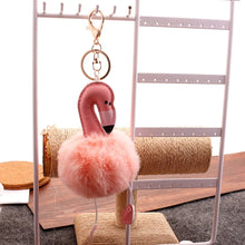Load image into Gallery viewer, Flamingo Pompom Fluffy Plush Soft Keychain Pendant Stuffed Plush Keychains