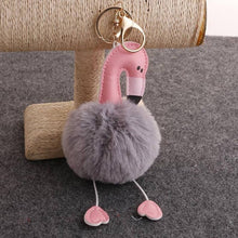 Load image into Gallery viewer, Flamingo Pompom Fluffy Plush Soft Keychain Pendant Stuffed Plush Keychains