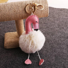 Load image into Gallery viewer, Flamingo Pompom Fluffy Plush Soft Keychain Pendant Stuffed Plush Keychains