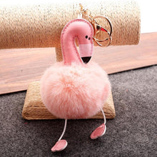 Load image into Gallery viewer, Flamingo Pompom Fluffy Plush Soft Keychain Pendant Stuffed Plush Keychains