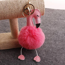 Load image into Gallery viewer, Flamingo Pompom Fluffy Plush Soft Keychain Pendant Stuffed Plush Keychains