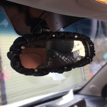 Load image into Gallery viewer, Crystal Car Interior Accessories Rear View Mirror Cover Leather Auto Rearview Mirror Cover Decoration