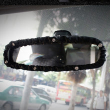 Load image into Gallery viewer, Crystal Car Interior Accessories Rear View Mirror Cover Leather Auto Rearview Mirror Cover Decoration