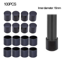 Load image into Gallery viewer, 100 PCS Plastic Chair Feet Protectors Black Anti-skid Furniture Legs Table Base Cap Floor Protector Cover, 16mm, 19mm, 22mm, 25mm