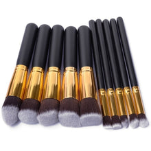 Load image into Gallery viewer, 10 Pcs Silver/Golden Makeup Brushes Set pincel maquiagem Cosmetics  maquillaje Makeup Tool Powder Eyeshadow Cosmetic Set, 10 silver black, 10 platinum, 10 Gold black, 10 White silver, 10 Pink Gold, 10 Pink silver