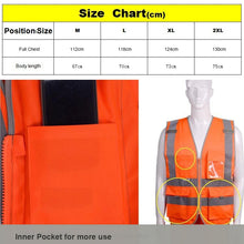 Load image into Gallery viewer, Multi-pockets Safety Vest Reflective Workwear Clothing, XXL-Chest 130cm, L-Chest 118cm, M-Chest 112cm, XL-Chest 124cm