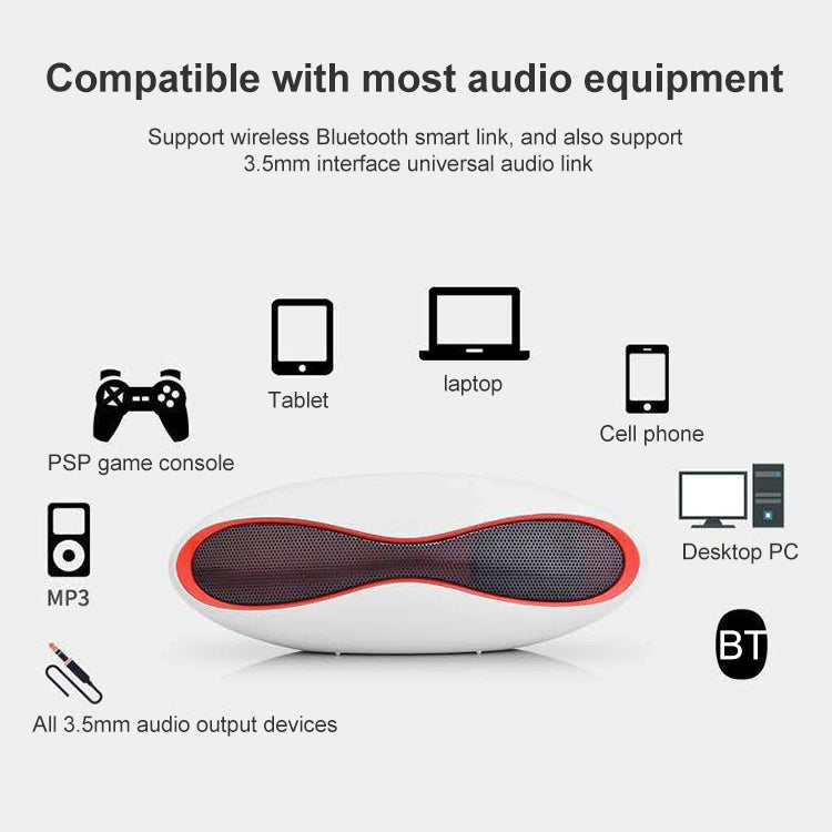 3D Stereo Mini Rugby Shape Bluetooth Speaker with TF Card Slot(Blue)