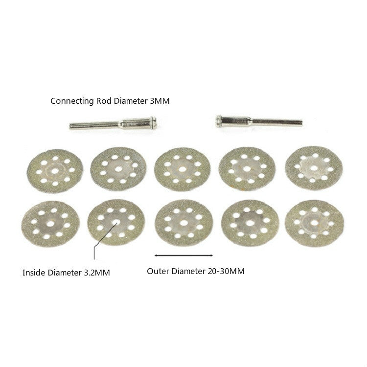 8 Holes Emery Cutting Chip Jade  Saw Blade Electric Grinder Accessories, 10 Saw Blade 2 Connecting rod 25MM, 10 Saw Blade 2 Connecting rod 30MM, 10 Saw Blade 2 Connecting rod 20MM, 10 Saw Blade 2 Connecting rod 22MM
