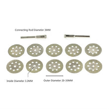 Load image into Gallery viewer, 8 Holes Emery Cutting Chip Jade  Saw Blade Electric Grinder Accessories, 10 Saw Blade 2 Connecting rod 25MM, 10 Saw Blade 2 Connecting rod 30MM, 10 Saw Blade 2 Connecting rod 20MM, 10 Saw Blade 2 Connecting rod 22MM