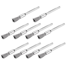Load image into Gallery viewer, 10 PCS Wire Brush Metal Descaling Polishing Brush To Remove Oxide Layer Flat Polishing Brush, Pen Shape 3×5MM, Pen Shape 3×8MM, Bowl Shape3×15MM, Bowl Shape3×25MM, Flat 3×25MM, Flat 3×38MM