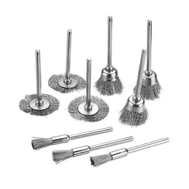 10 PCS Wire Brush Metal Descaling Polishing Brush To Remove Oxide Layer Flat Polishing Brush, Pen Shape 3×5MM, Pen Shape 3×8MM, Bowl Shape3×15MM, Bowl Shape3×25MM, Flat 3×25MM