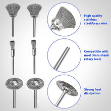 Load image into Gallery viewer, 10 PCS Wire Brush Metal Descaling Polishing Brush To Remove Oxide Layer Flat Polishing Brush, Pen Shape 3×5MM, Pen Shape 3×8MM, Bowl Shape3×15MM, Bowl Shape3×25MM, Flat 3×25MM, Flat 3×38MM