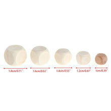 Load image into Gallery viewer, 10 PCS 6 Sided Blank Wood Dice Party Family DIY Games Printing Engraving Kid Toys