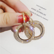 Load image into Gallery viewer, Rhinestone Crystal Earrings Round Earrings for Woman, Gold, Silver