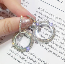 Load image into Gallery viewer, Rhinestone Crystal Earrings Round Earrings for Woman, Gold, Silver