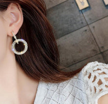 Load image into Gallery viewer, Rhinestone Crystal Earrings Round Earrings for Woman, Gold, Silver