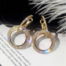 Load image into Gallery viewer, Rhinestone Crystal Earrings Round Earrings for Woman, Gold, Silver