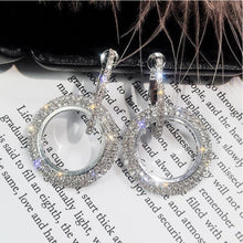 Load image into Gallery viewer, Rhinestone Crystal Earrings Round Earrings for Woman, Gold, Silver