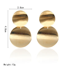 Load image into Gallery viewer, Unique Metal Drop Earrings Round Statement Earrings for Women Jewelry, Gold, Silver