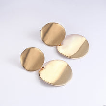 Load image into Gallery viewer, Unique Metal Drop Earrings Round Statement Earrings for Women Jewelry, Gold, Silver