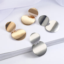 Load image into Gallery viewer, Unique Metal Drop Earrings Round Statement Earrings for Women Jewelry, Gold, Silver