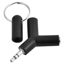 Load image into Gallery viewer, Mini Y Shaped 3.5mm Male to Double 3.5mm Female Jack Audio Headset Adapter Connector Keychain